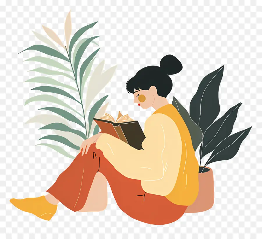 Femme Relaxante，Lire Un Livre PNG