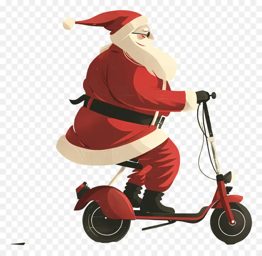 Scooter Santa Riding，Le Père Noël PNG