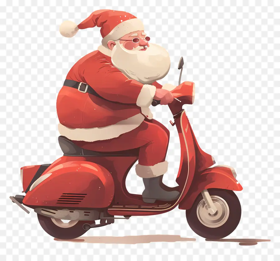 Scooter Santa Riding，Noël PNG