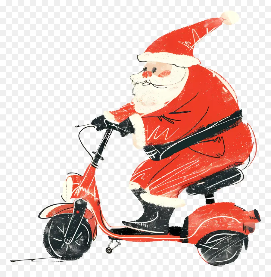 Scooter Santa Riding，Le Père Noël PNG