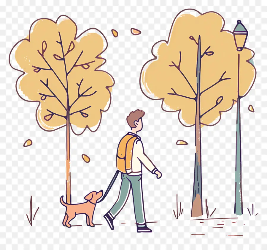 L'homme De Promenade De Chien，L'automne PNG