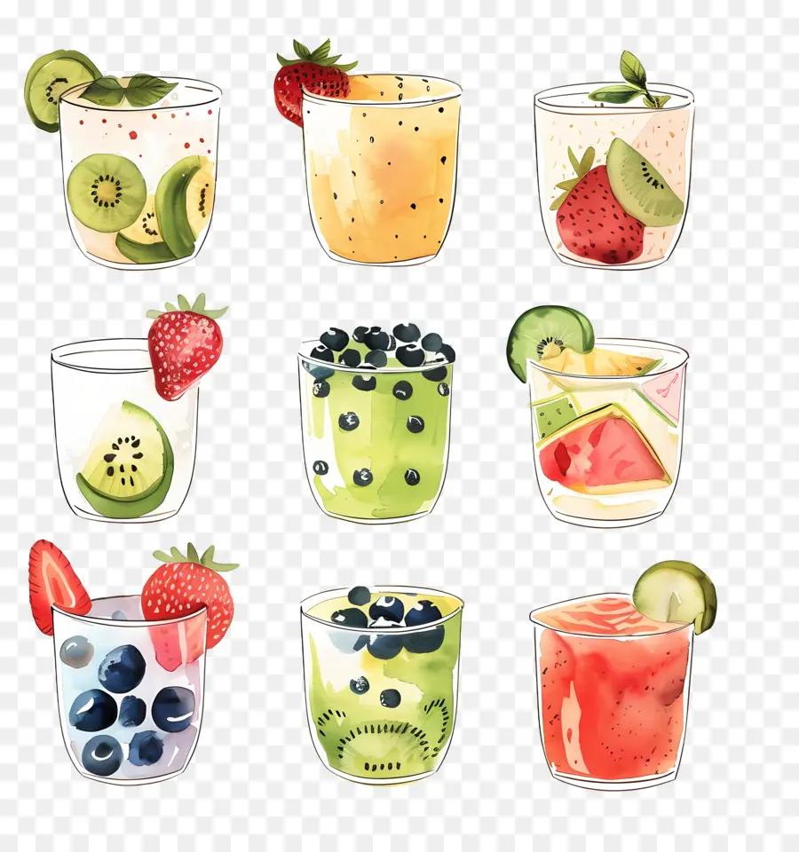 Parfaits，Cocktails De Fruits PNG