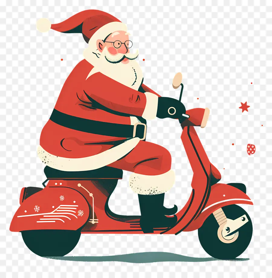 Scooter Santa Riding，Le Père Noël PNG