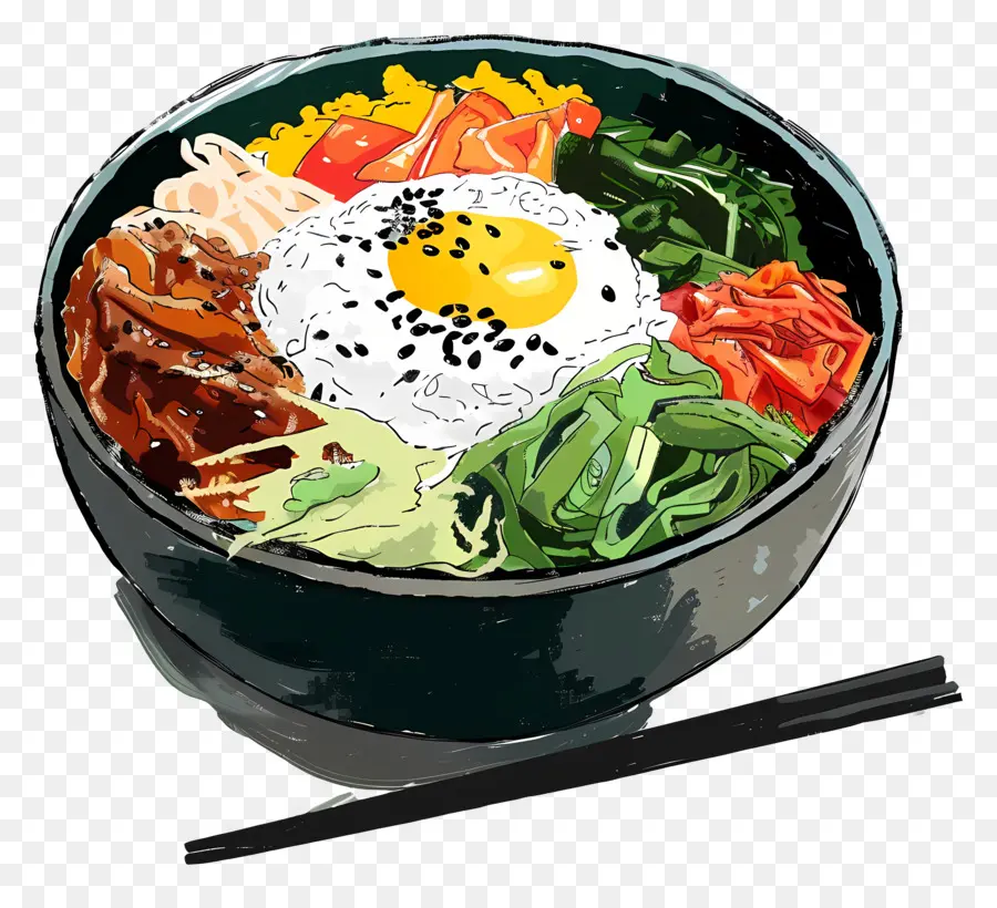 Bibimbap Coréen，Riz Frit Coréen PNG