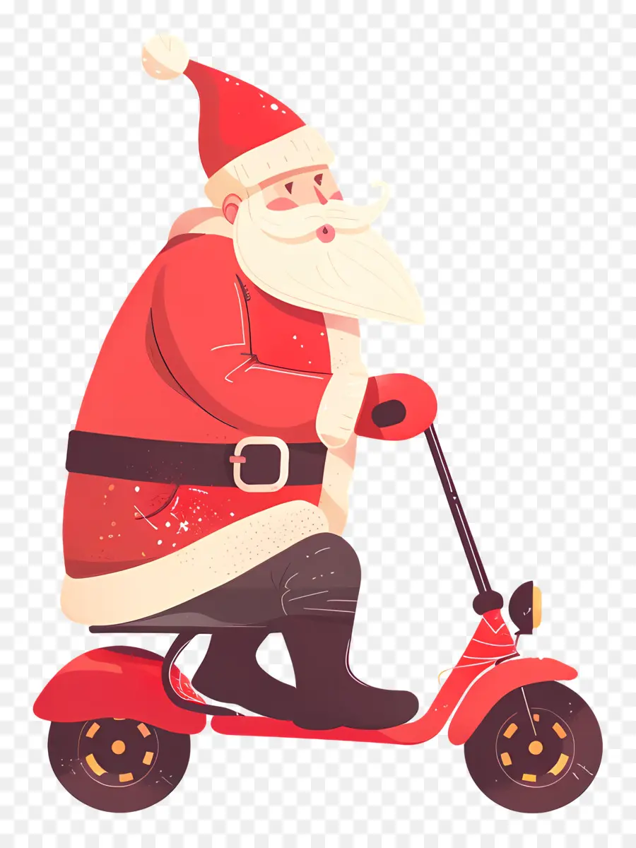 Scooter Santa Riding，Le Père Noël PNG