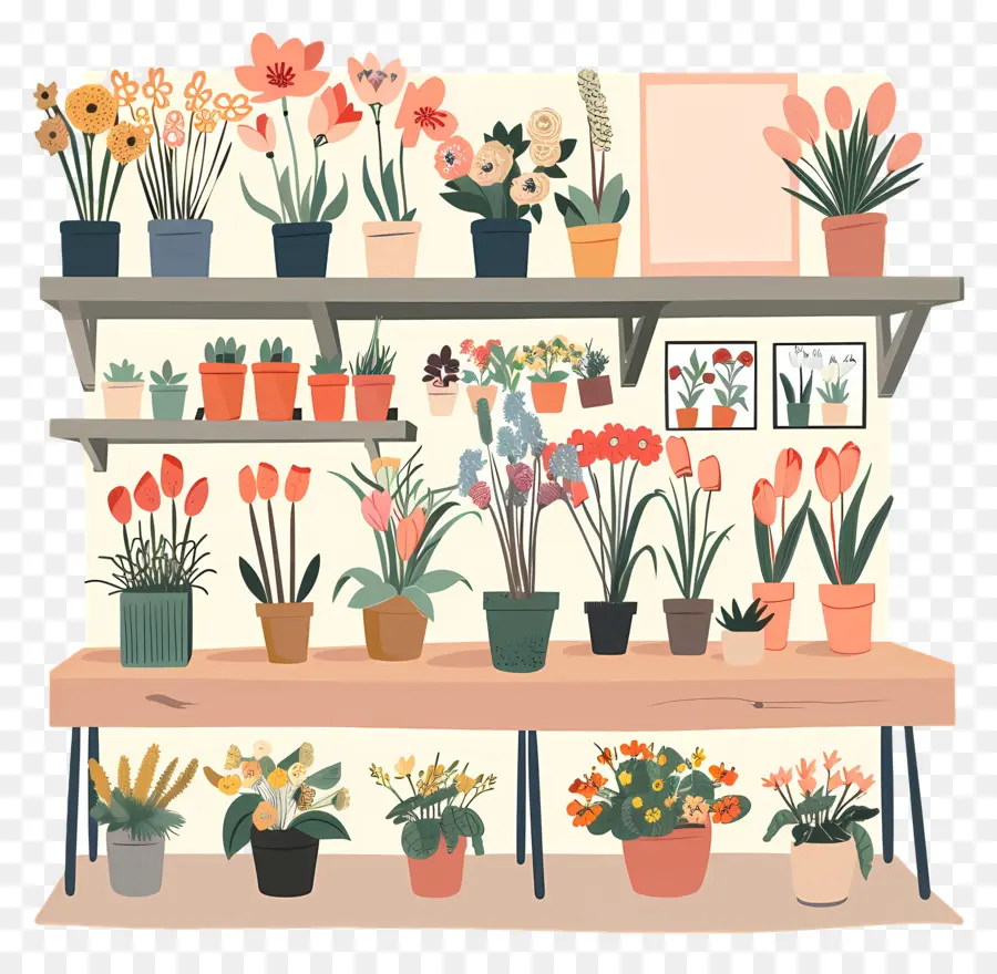 Intérieur De La Boutique De Fleurs，Les Plantes En Pot PNG