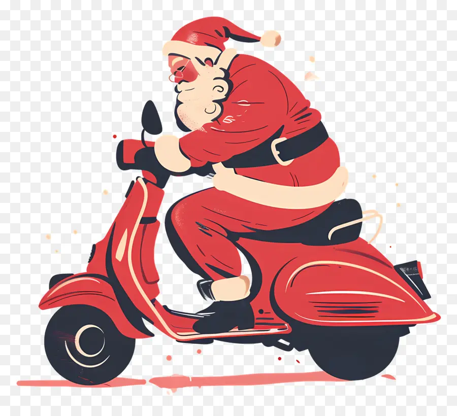 Scooter Santa Riding，Le Père Noël PNG