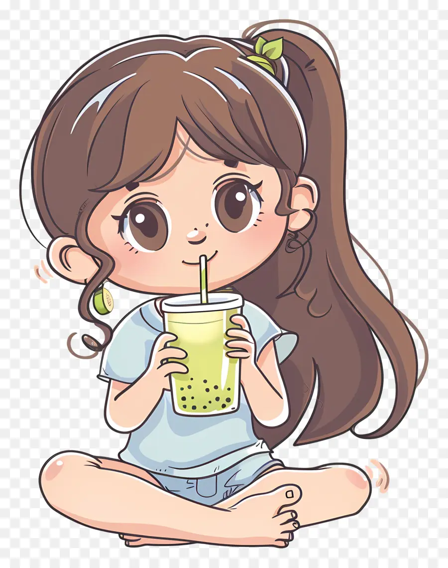 Girl Brinking Bubble Tea，Fille PNG