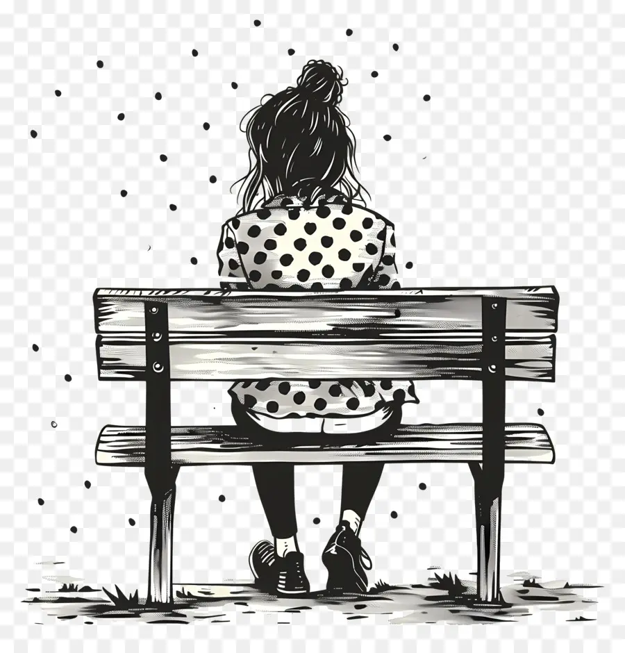 Fille Assise Sur Le Banc，Personne PNG