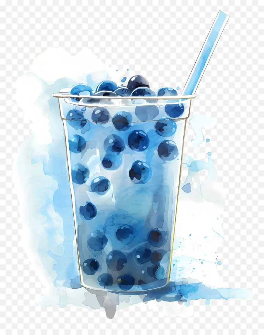 Bubble Thé，Smoothie Aux Myrtilles PNG