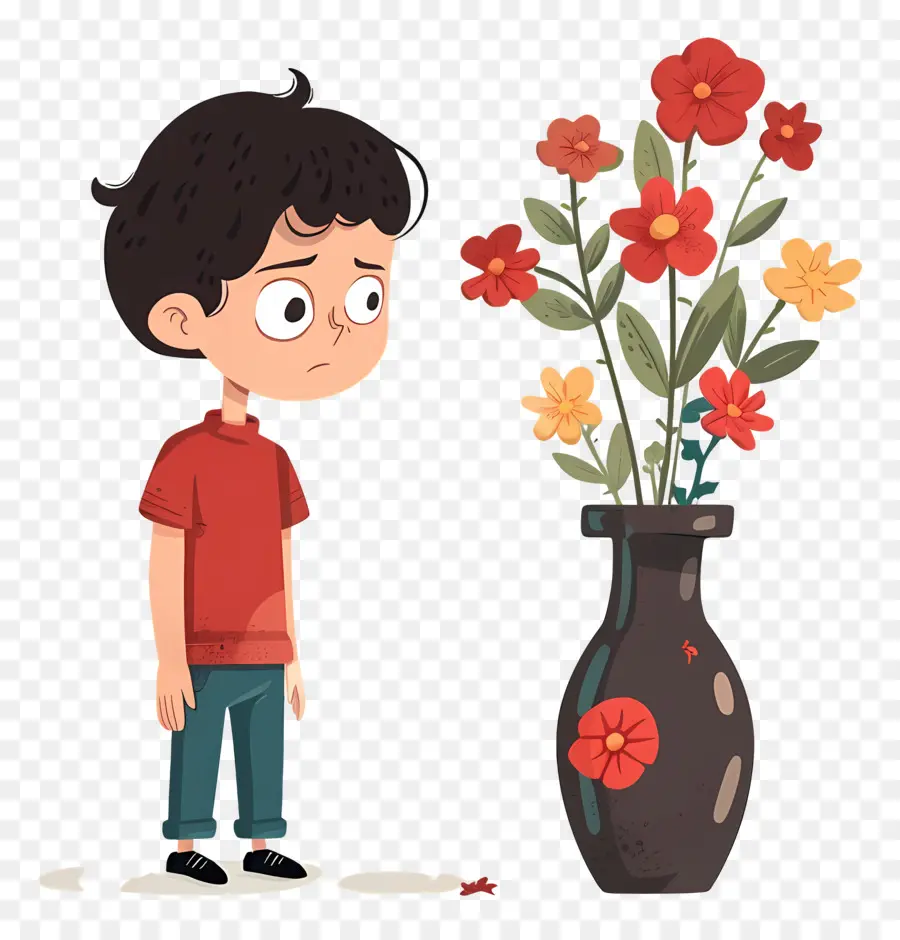 Garçon Inquiet，Un Vase Pour Les Fleurs PNG