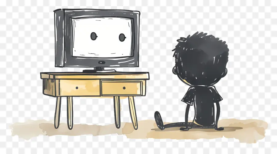 Stickman Regardant La Télévision，Personnage De Dessin Animé PNG