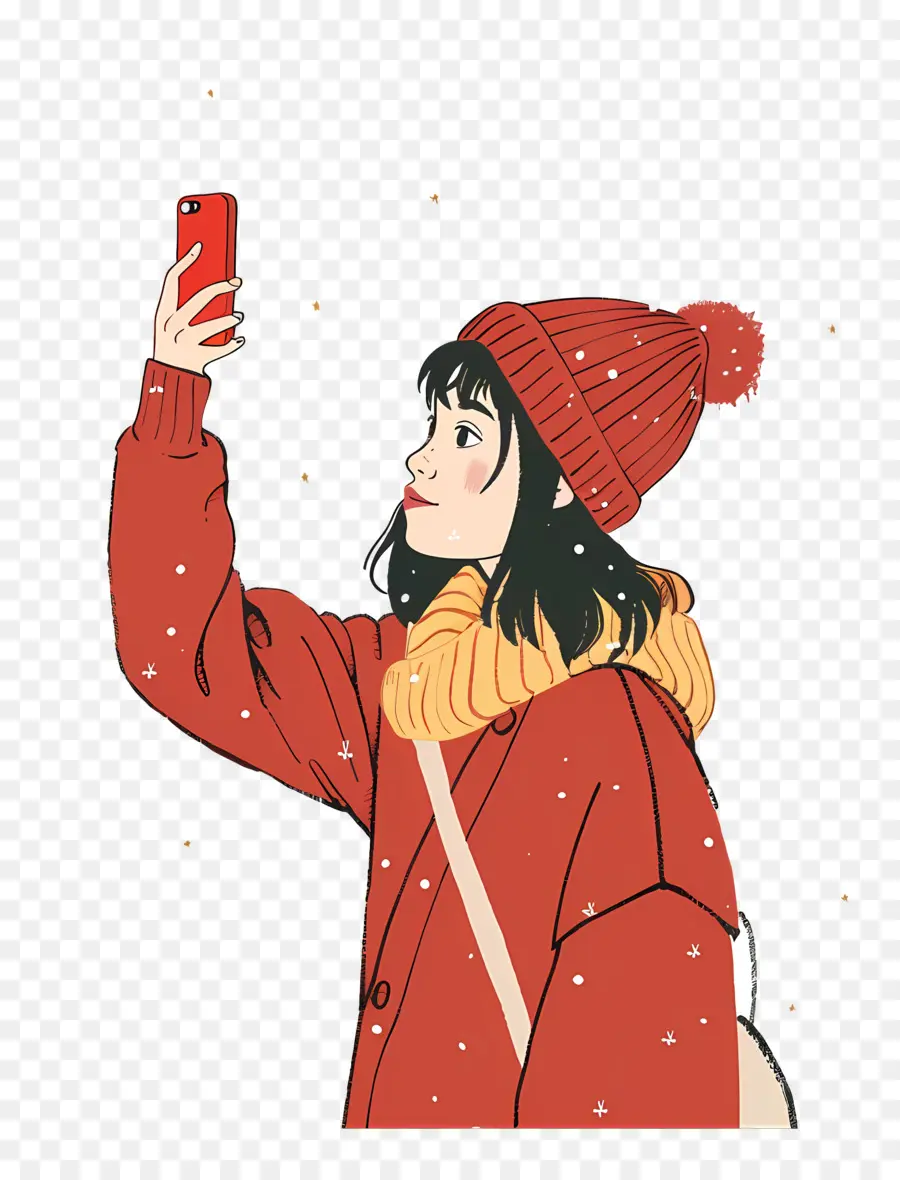 Fille Prenant Des Selfies，Selfie D'hiver PNG