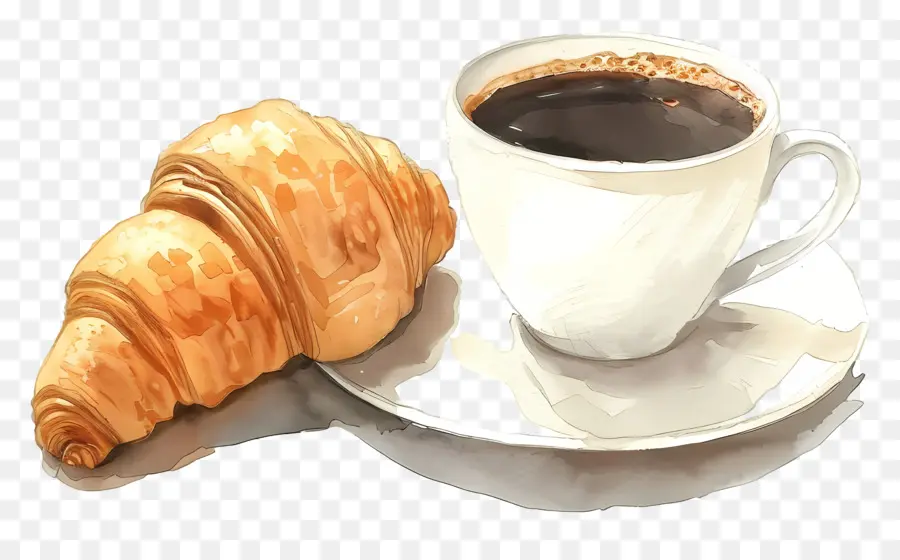 Croissant Et Café，Café PNG