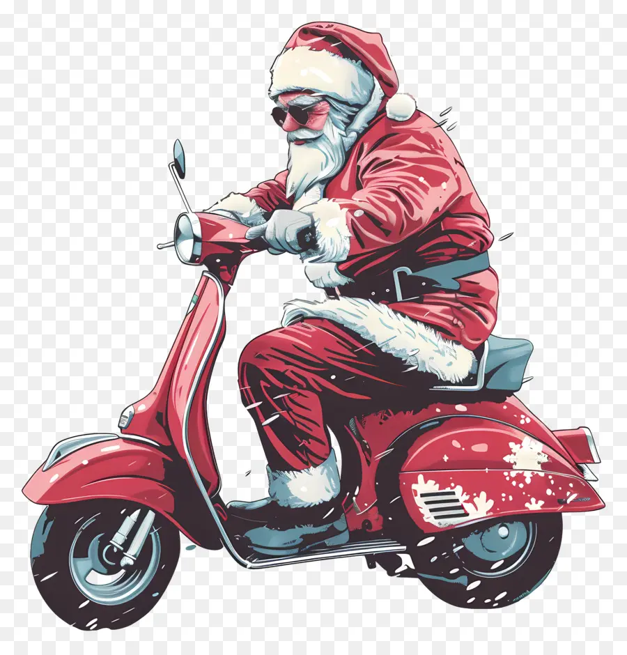 Scooter Santa Riding，Le Père Noël PNG