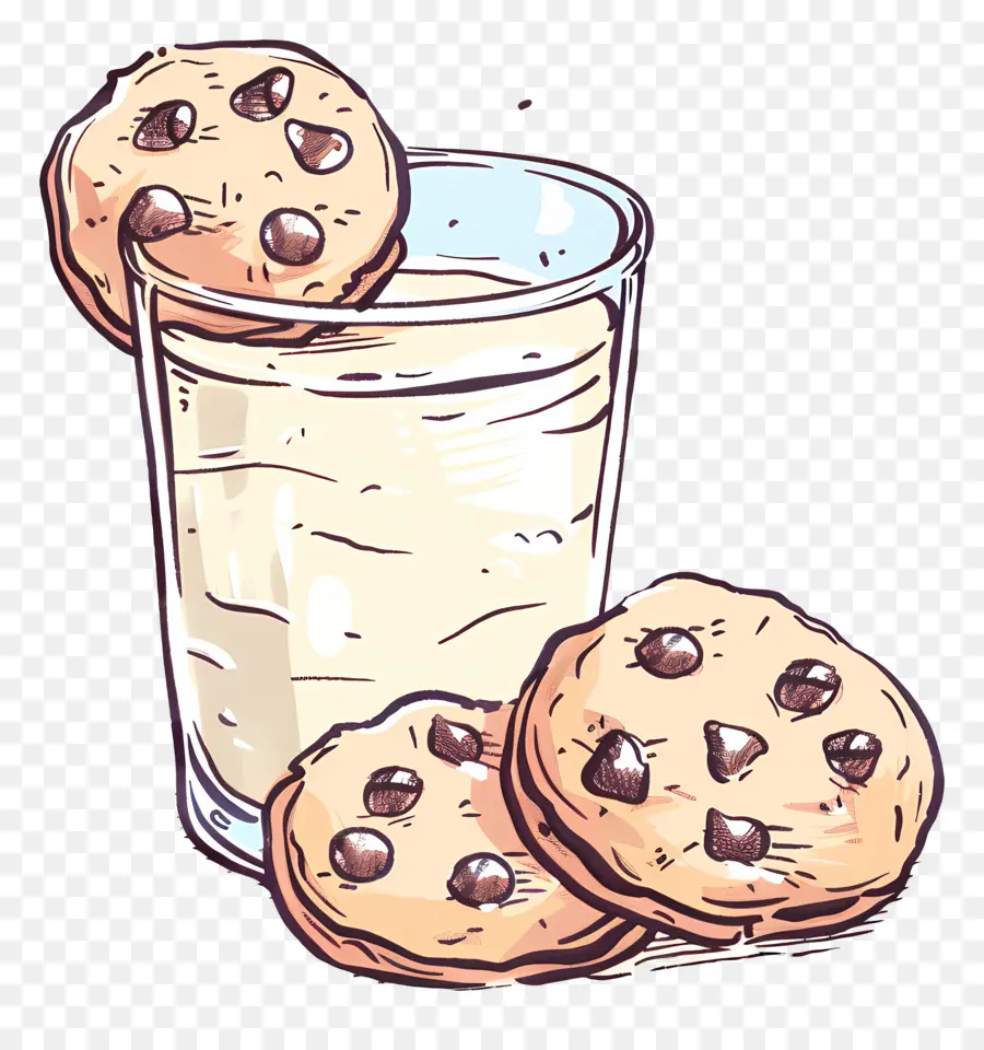 Biscuits Et Lait，Cookies Aux Pépites De Chocolat PNG