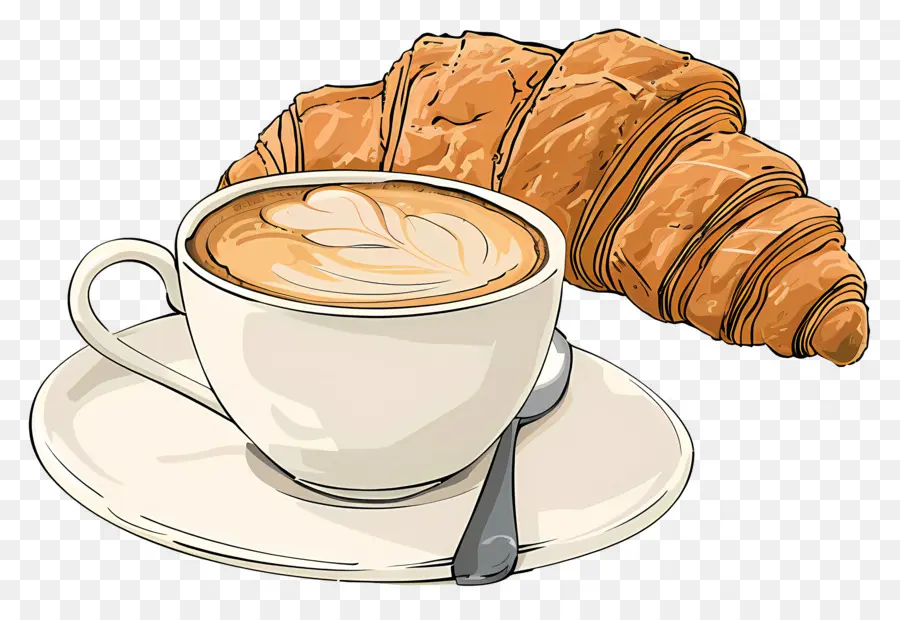 Croissant Et Café，Café PNG