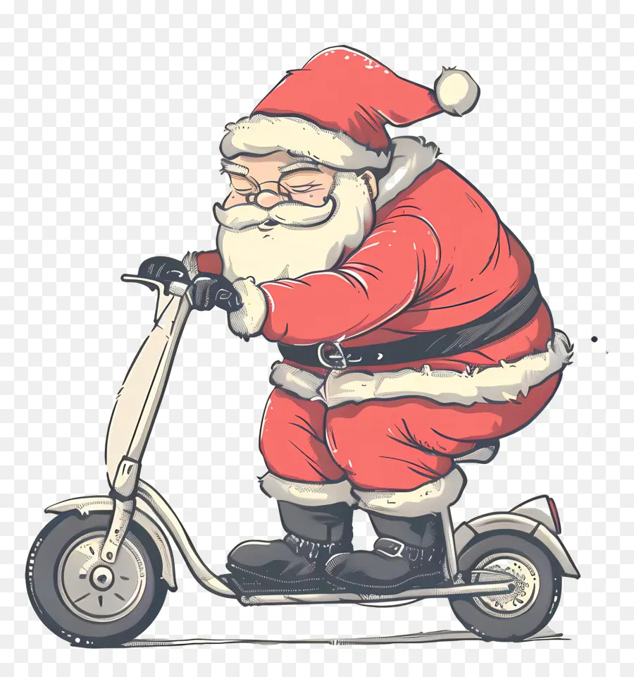 Scooter Santa Riding，Le Père Noël PNG