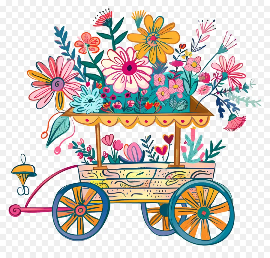 Chariot Floral，Wagon PNG