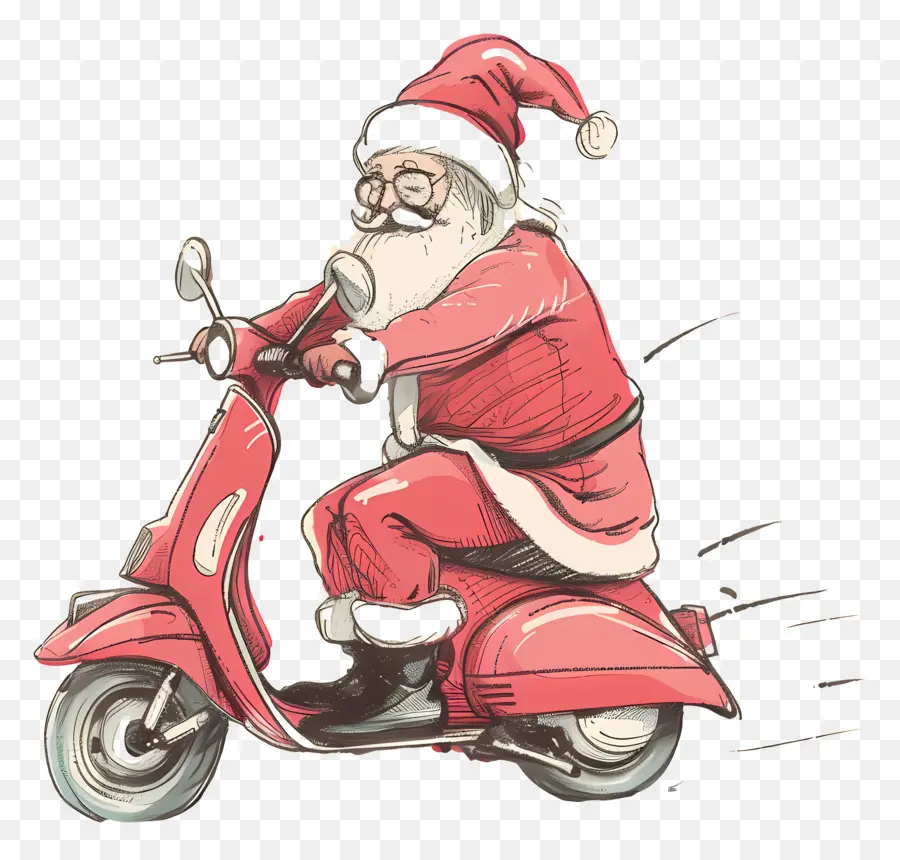 Scooter Santa Riding，Le Père Noël PNG