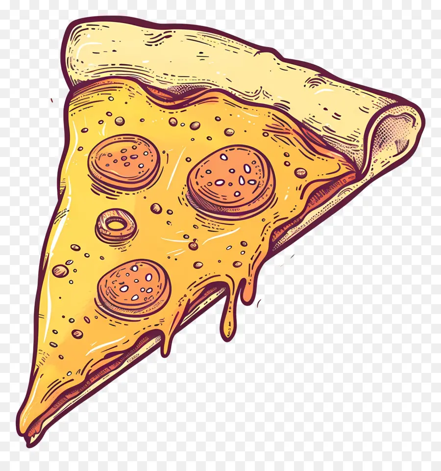 Tranche De Pizza，Vintage PNG