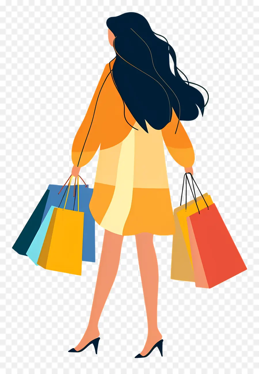 Femme Avec Des Sacs De Shopping，La Mode PNG