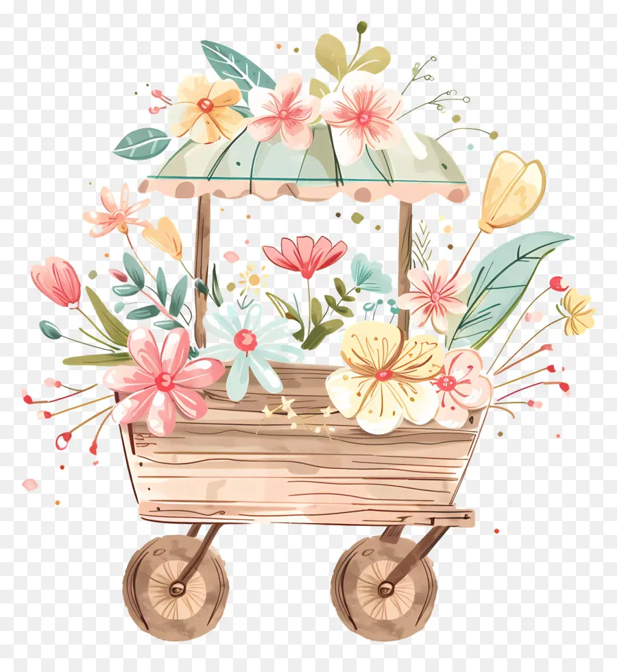 Chariot De Fleurs，Fleurs PNG