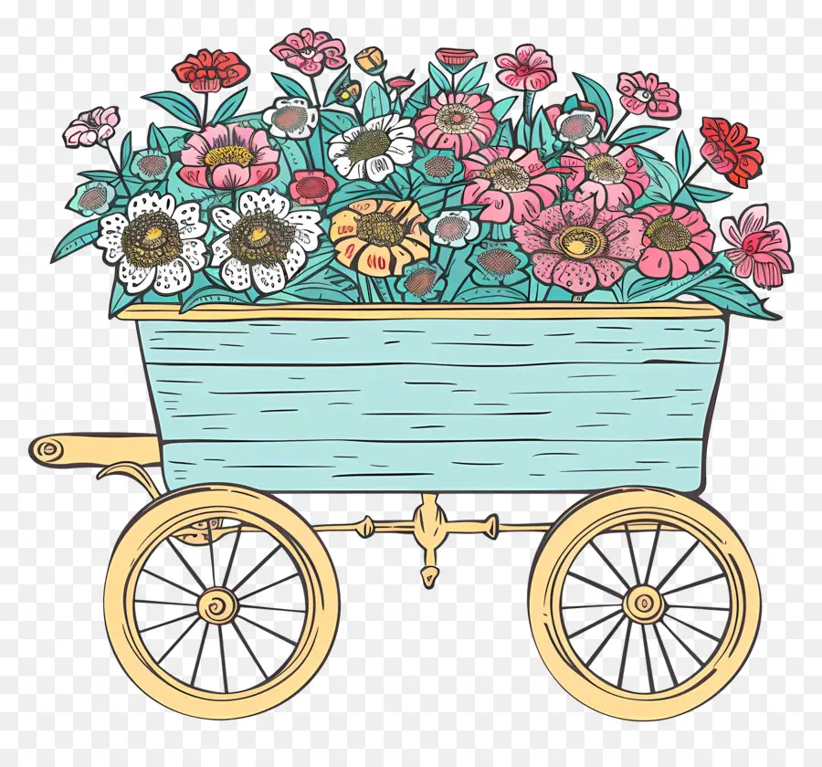 Chariot Floral，Fleur Panier PNG