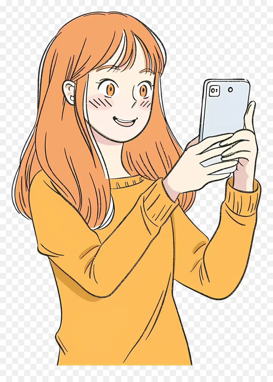 Fille Prenant Des Selfies，Smartphone PNG