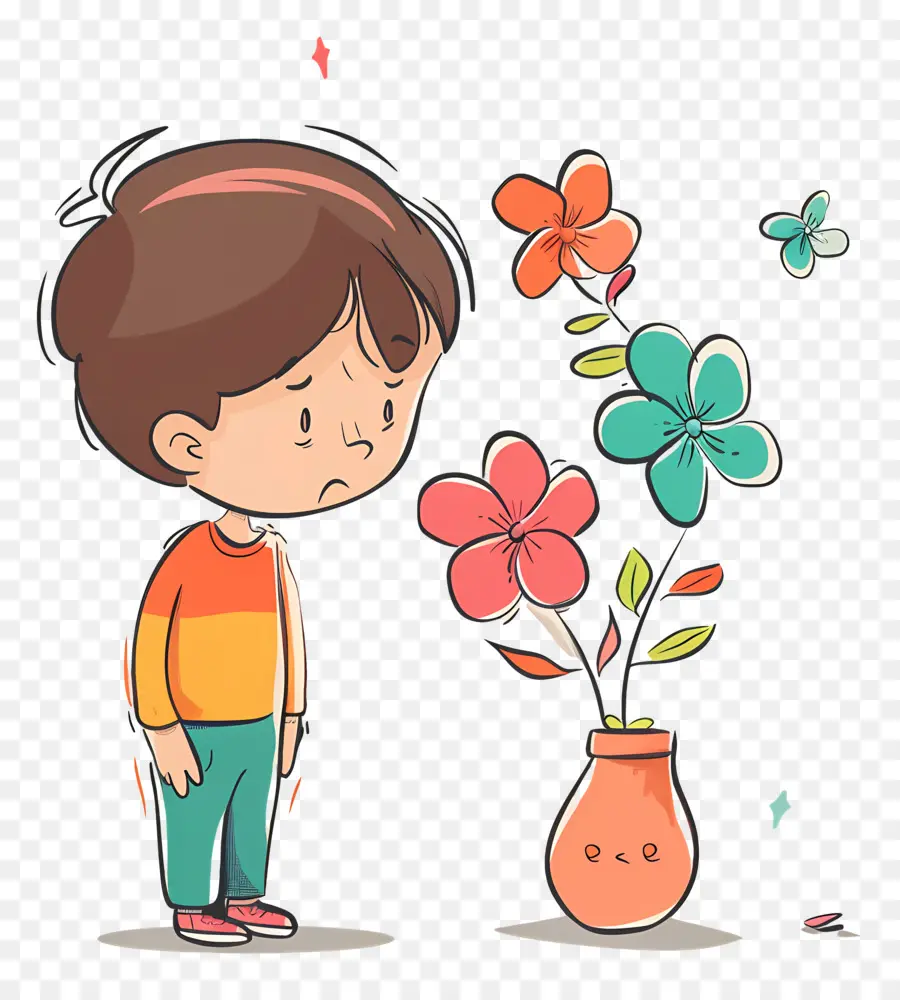 Garçon Inquiet，Un Vase Pour Les Fleurs PNG