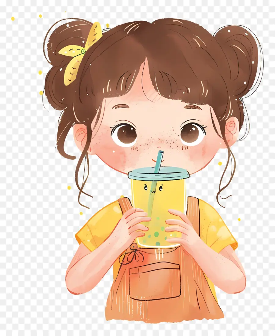 Girl Brinking Bubble Tea，Jeune Fille PNG