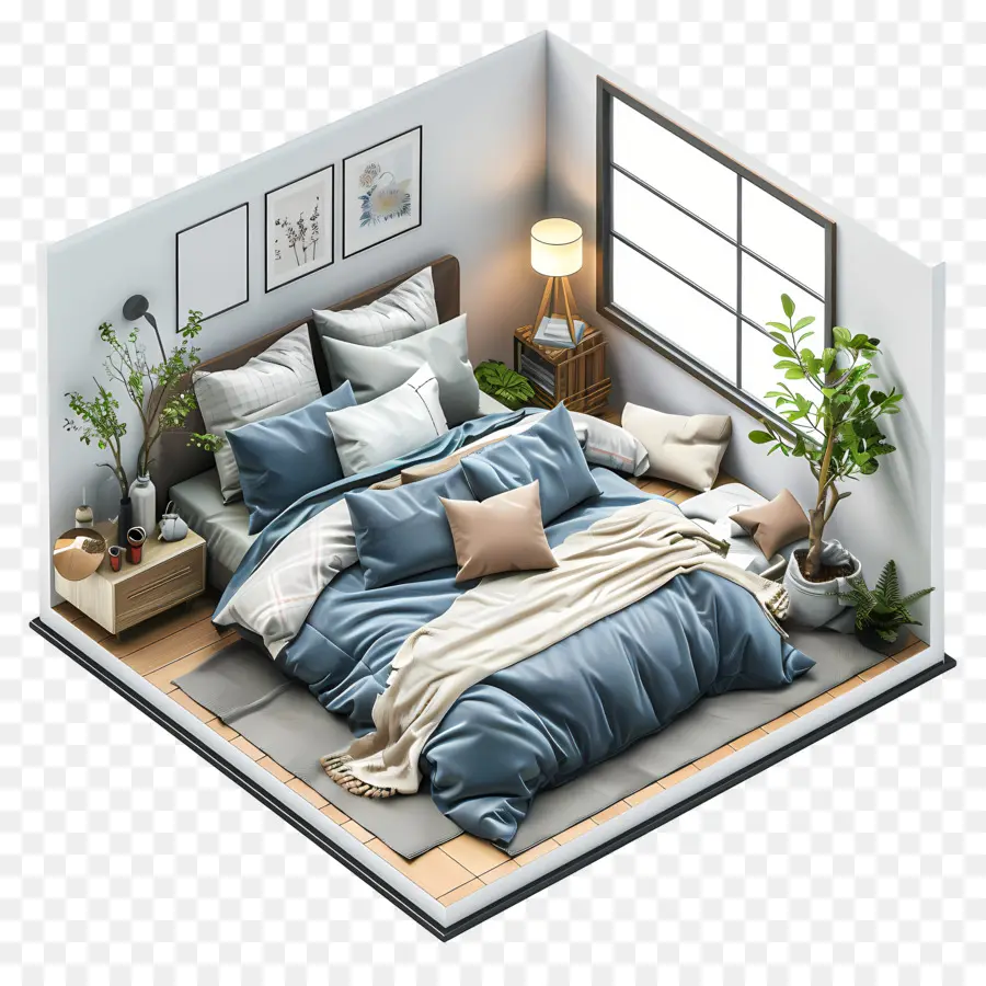 Chambre 3d，Chambre à Coucher PNG