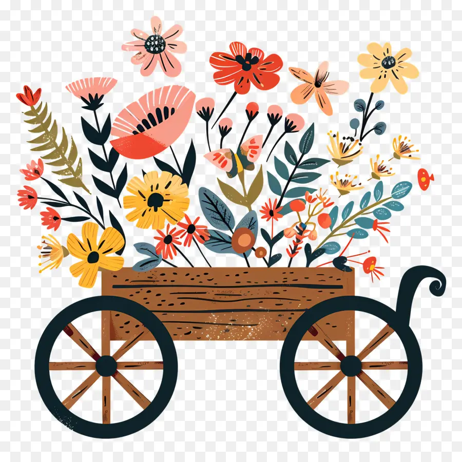 Chariot Floral，Fleur Panier PNG