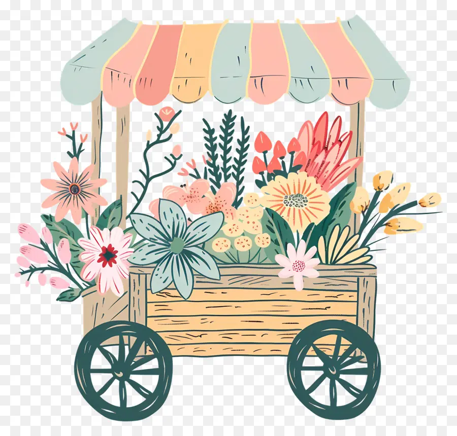 Chariot Floral，Fleur Panier PNG