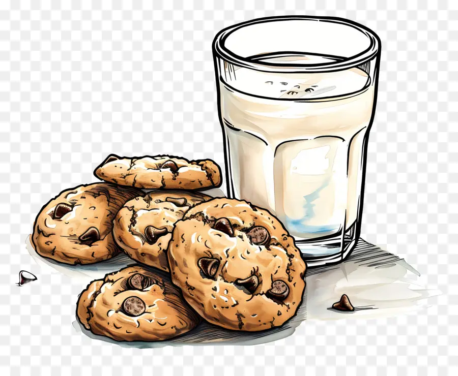 Biscuits Et Lait，Cookies Aux Pépites De Chocolat PNG