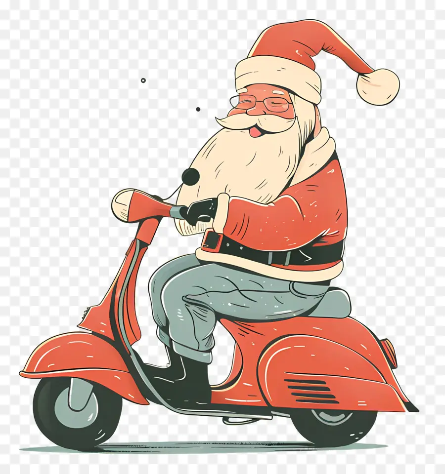 Scooter Santa Riding，Le Père Noël PNG