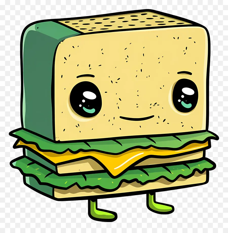 Dessin Animé Sandwich，Sandwich Au Visage Heureux PNG