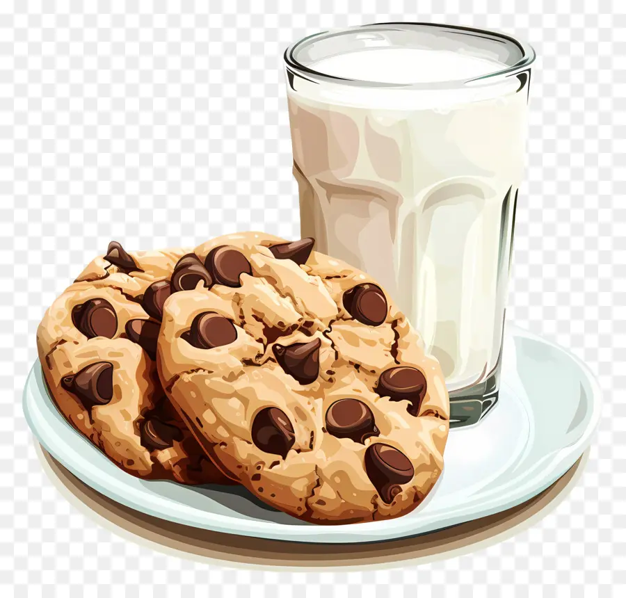 Biscuits Et Lait，Biscuit Aux Brisures De Chocolat PNG