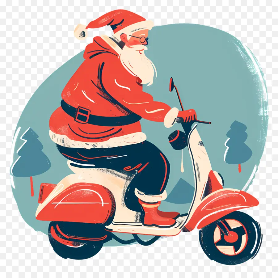 Scooter Santa Riding，Le Père Noël PNG