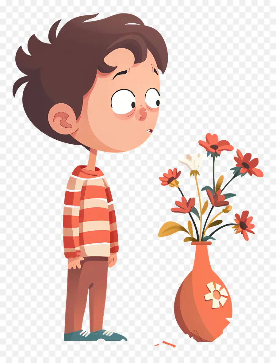 Garçon Inquiet，Un Vase Pour Les Fleurs PNG