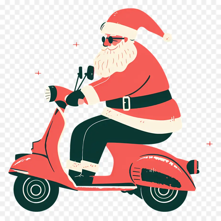 Scooter Santa Riding，Le Père Noël PNG