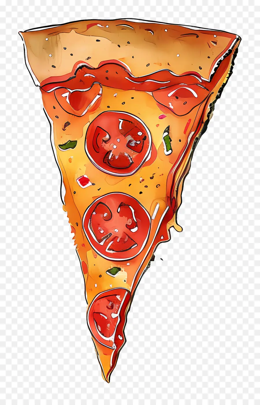 Tranche De Pizza，Peinture à L'aquarelle PNG