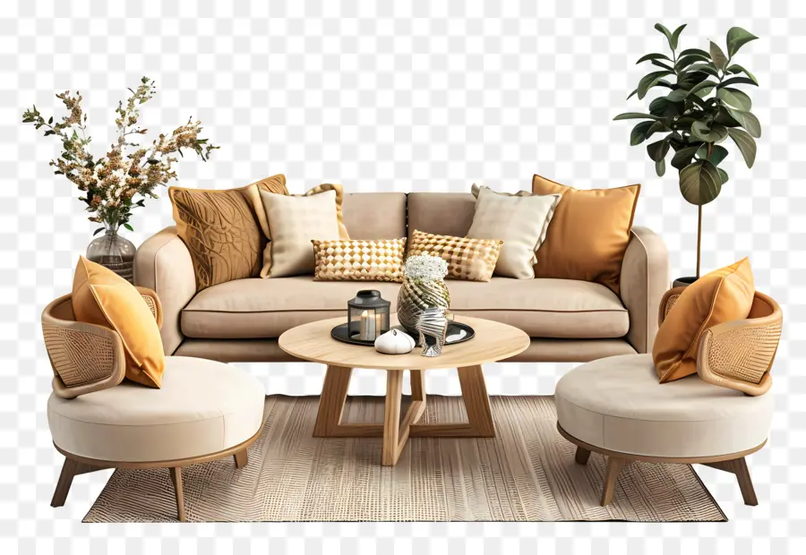 Salon 3d，Mobilier Beige PNG