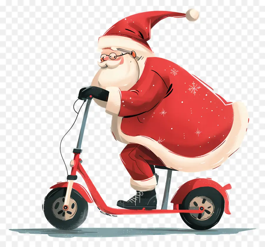 Scooter Santa Riding，Scooter De Noël PNG