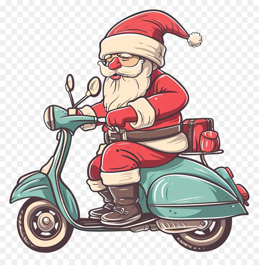 Scooter Santa Riding，Le Père Noël PNG