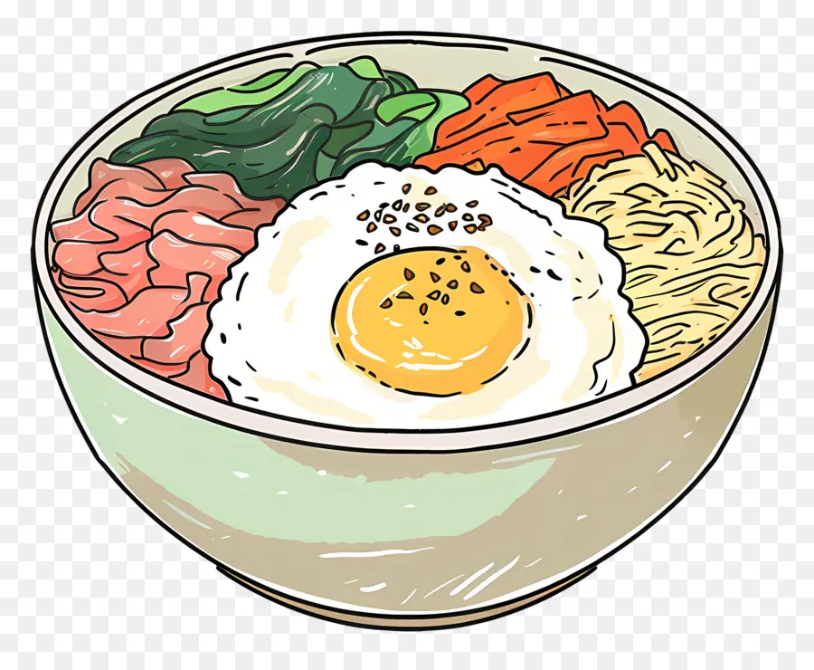 Bibimbap Coréen，Bol De Riz PNG