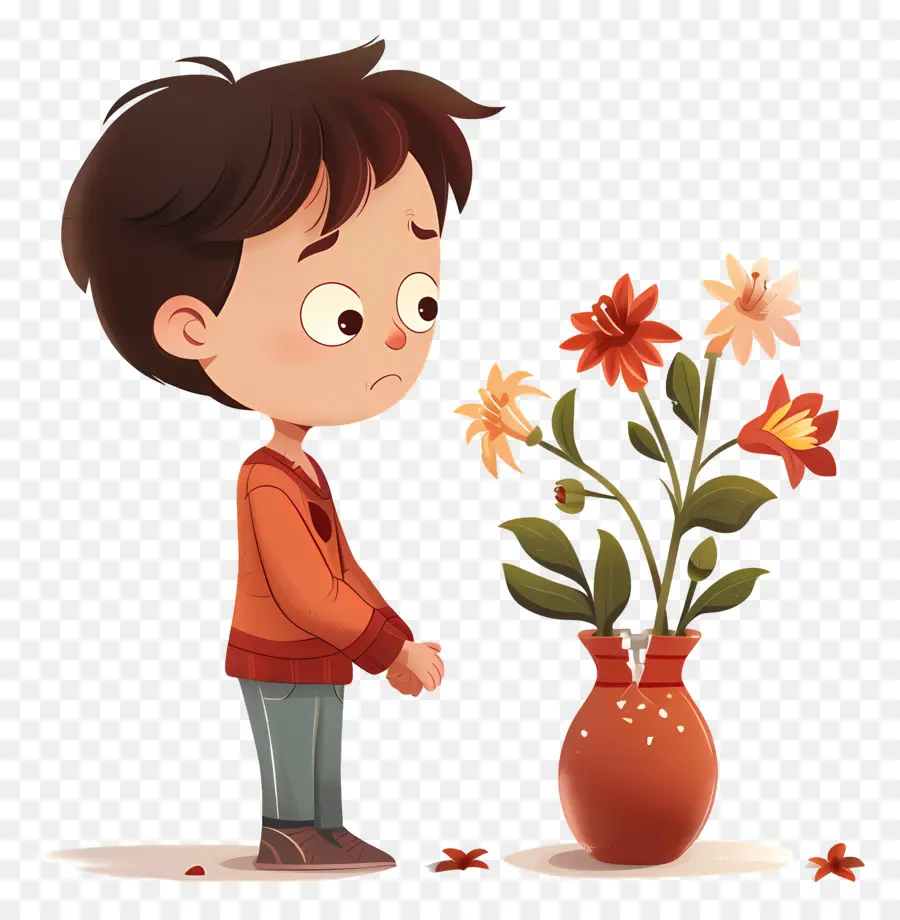 Garçon Inquiet，Un Vase Pour Les Fleurs PNG