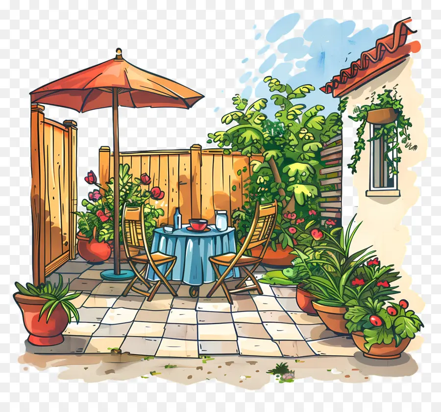 Patio Arrière Cour De La Maison，Manger En Plein Air PNG