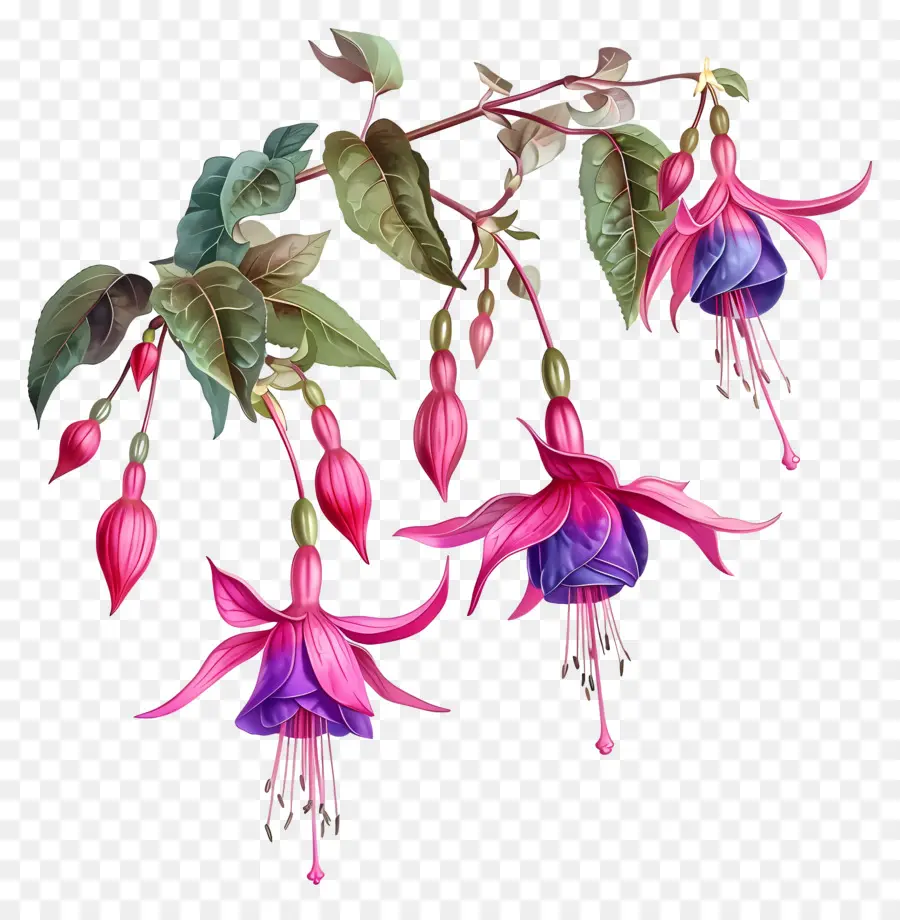 Fuchsia Fleurs，Des Pétales De Rose PNG