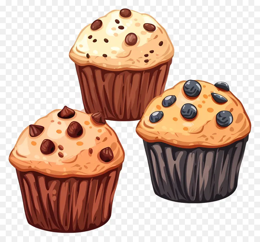 Muffins，Muffins Aux Pépites De Chocolat PNG